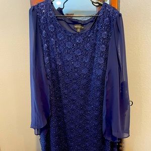 Polyester with beads, chiffon 3/4 sleeves